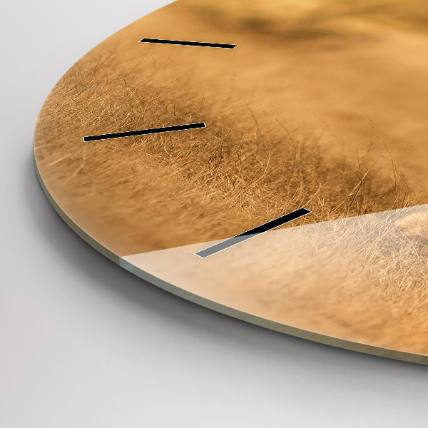 Kulaté skleněné hodiny s fotkou Lov tygra