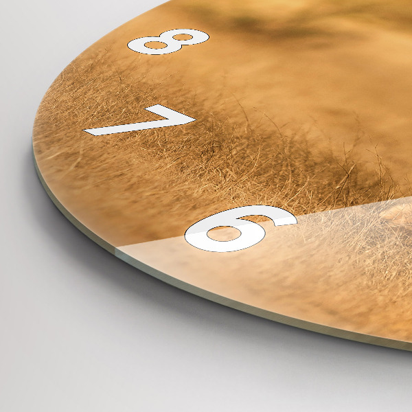 Kulaté skleněné hodiny s fotkou Lov tygra