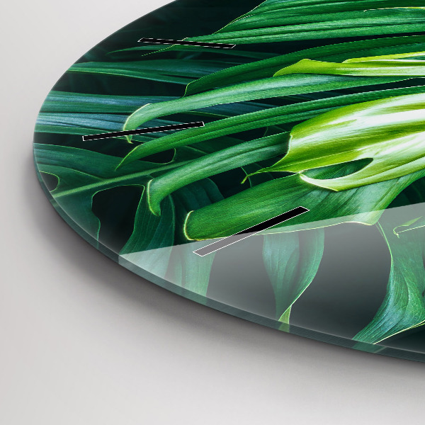 Kulaté skleněné hodiny s fotkou Tropická strana přírody