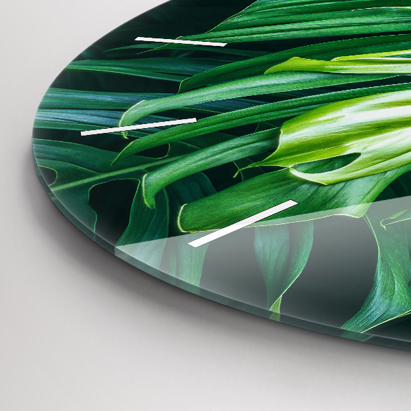 Kulaté skleněné hodiny s fotkou Tropická strana přírody