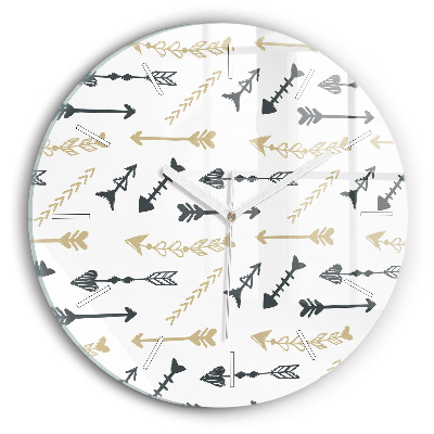 Kulaté skleněné hodiny s fotkou Geometrický hipsterský vzor