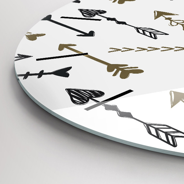 Kulaté skleněné hodiny s fotkou Geometrický hipsterský vzor