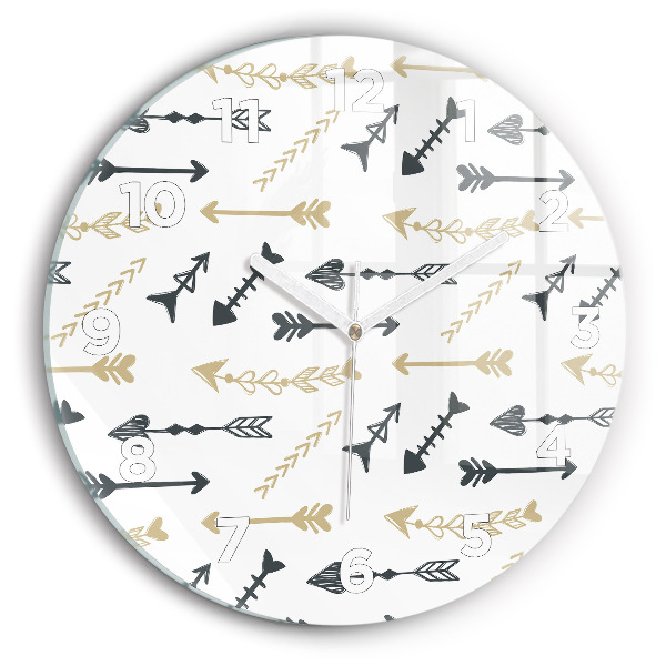 Kulaté skleněné hodiny s fotkou Geometrický hipsterský vzor