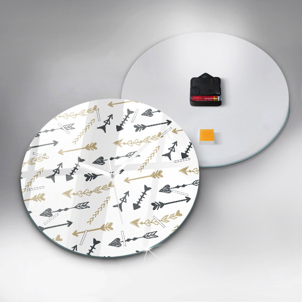 Kulaté skleněné hodiny s fotkou Geometrický hipsterský vzor