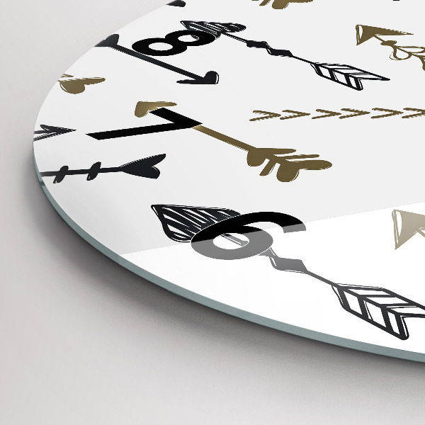 Kulaté skleněné hodiny s fotkou Geometrický hipsterský vzor