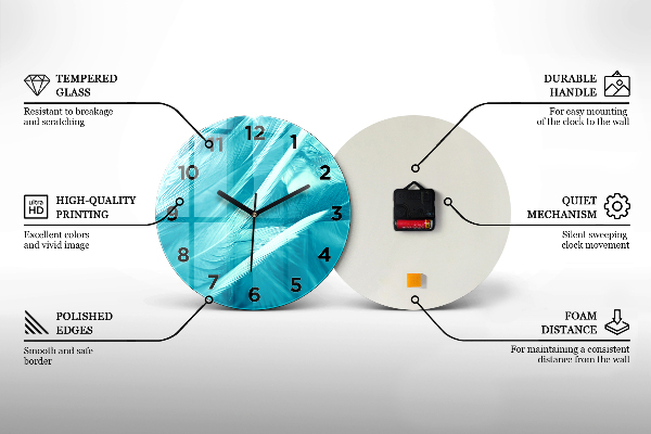 Kulaté skleněné hodiny s fotkou Geometrický hipsterský vzor