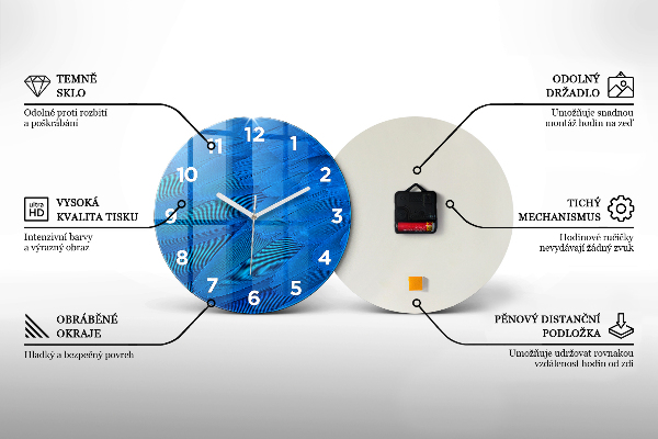 Kulaté skleněné hodiny s fotkou Geometrické figury