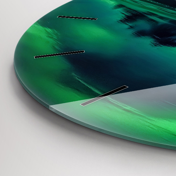 Kulaté skleněné hodiny s fotkou Polární záře