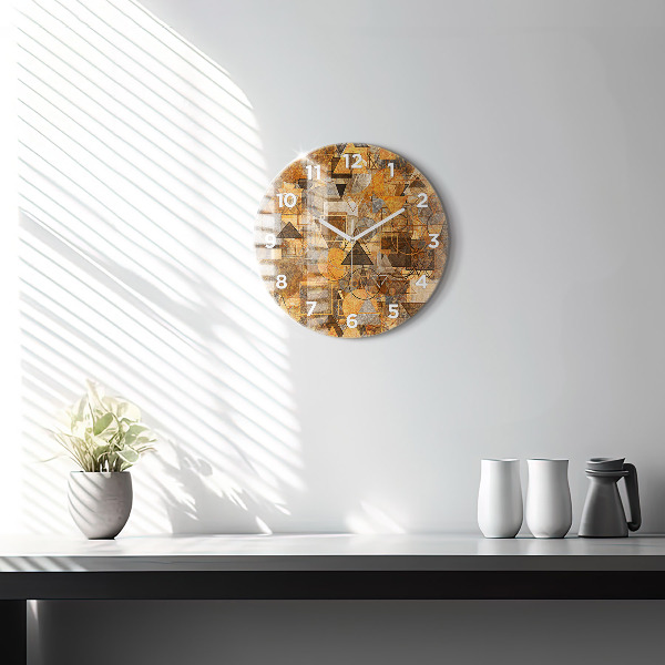Kulaté skleněné hodiny s fotkou Geometrické tvary