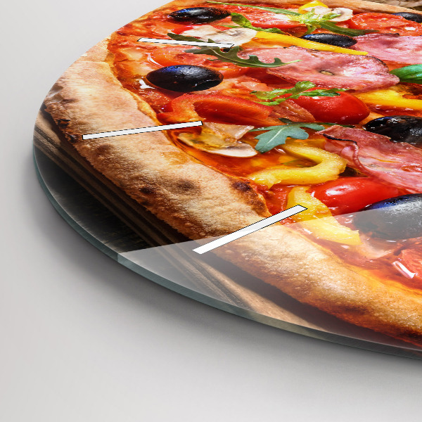 Kulaté skleněné hodiny s fotkou Kulinářské srdce Itálie