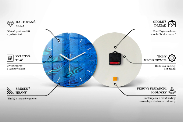 Kulaté skleněné hodiny s fotkou Malování zeleného lesa