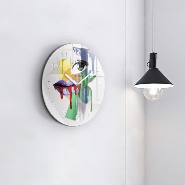 Kulaté skleněné hodiny s fotkou Surrealistická koláž