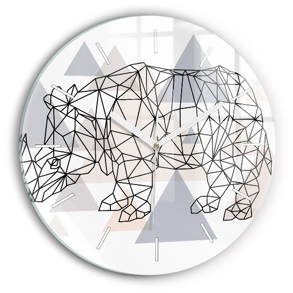 Kulaté skleněné hodiny s fotkou Geometrický vzor