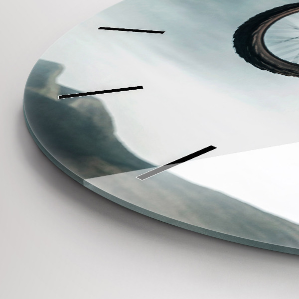 Kulaté skleněné hodiny s fotkou Motocykl Adrenalinový styl