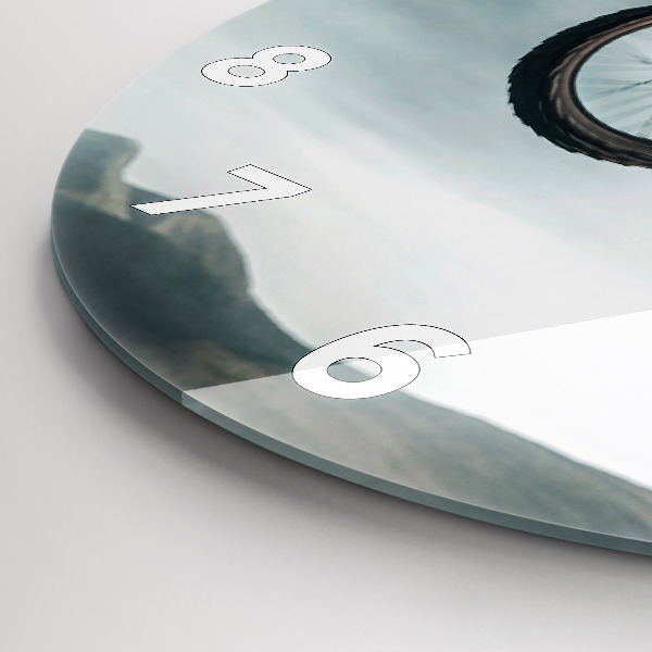 Kulaté skleněné hodiny s fotkou Motocykl Adrenalinový styl