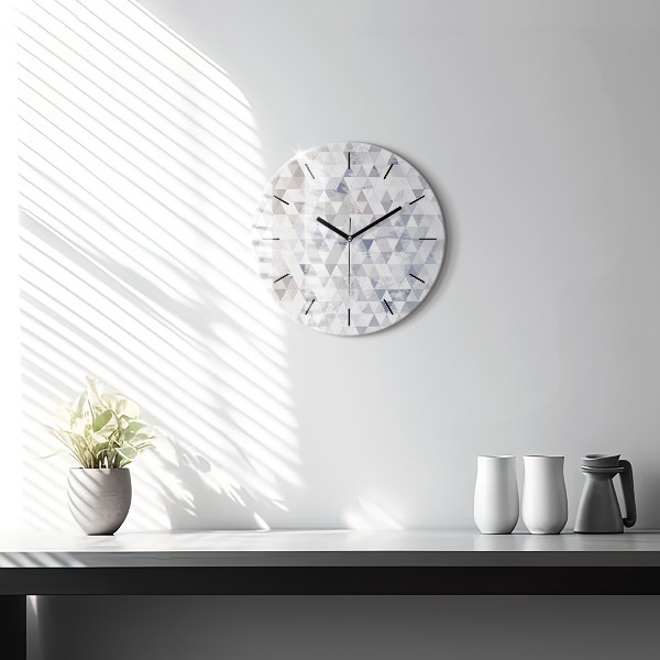 Kulaté skleněné hodiny s fotkou Geometrický vzor
