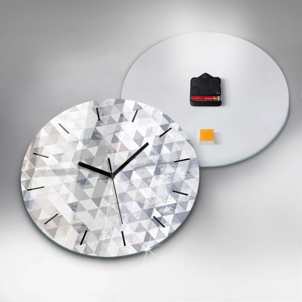 Kulaté skleněné hodiny s fotkou Geometrický vzor