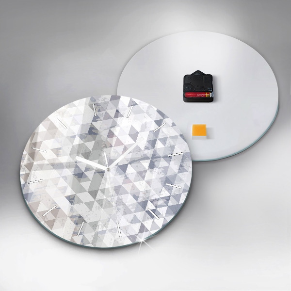 Kulaté skleněné hodiny s fotkou Geometrický vzor