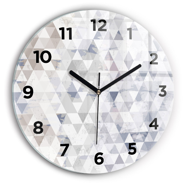Kulaté skleněné hodiny s fotkou Geometrický vzor