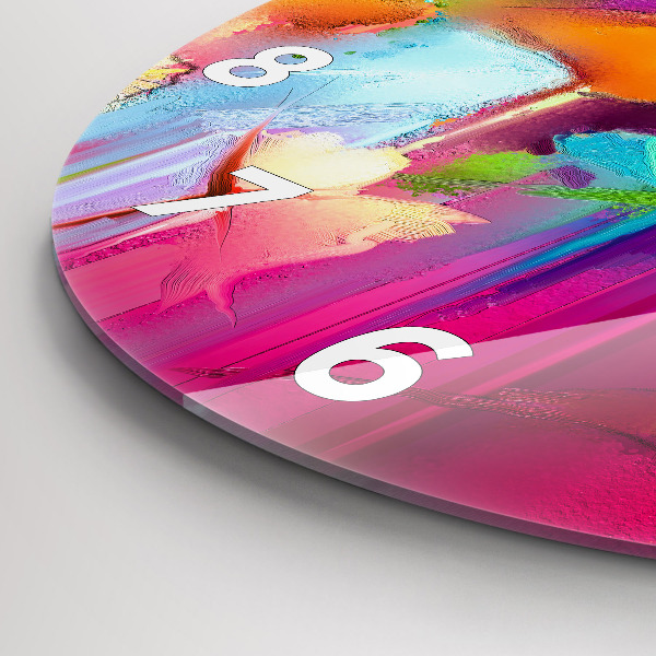 Kulaté skleněné hodiny s fotkou Abstraktní květiny