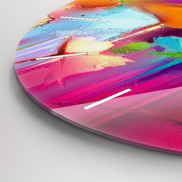 Kulaté skleněné hodiny s fotkou Abstraktní květiny