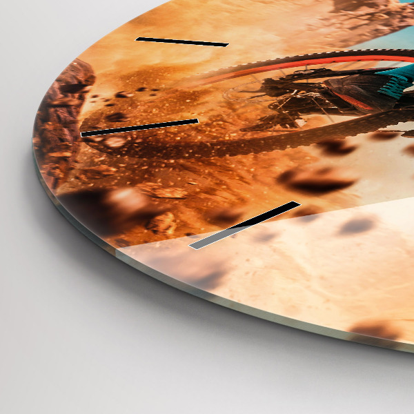 Kulaté skleněné hodiny s fotkou Kaskadér a adrenalin