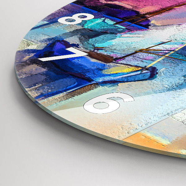 Kulaté skleněné hodiny s fotkou Mořská krajina