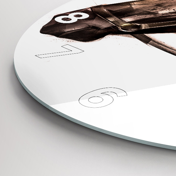 Kulaté skleněné hodiny s fotkou Malovaný profil koně