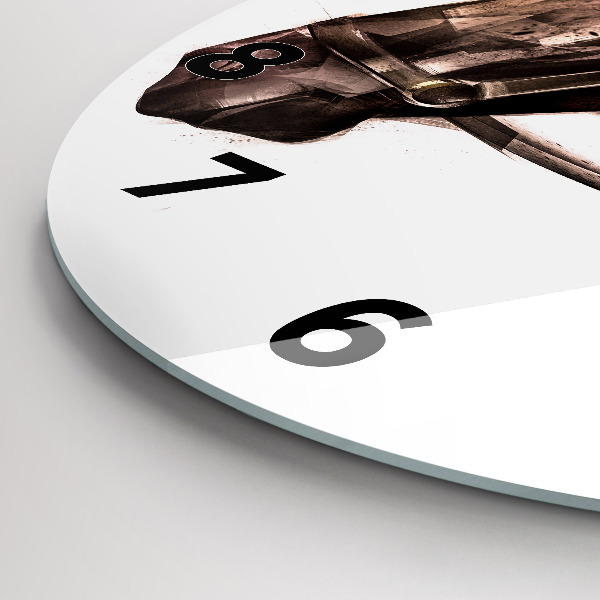 Kulaté skleněné hodiny s fotkou Malovaný profil koně