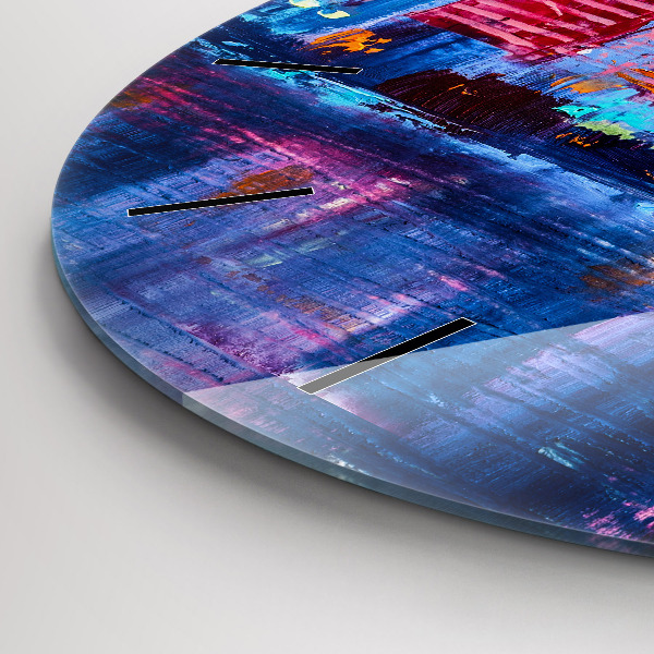 Kulaté skleněné hodiny s fotkou Abstraktní mrakodrapy