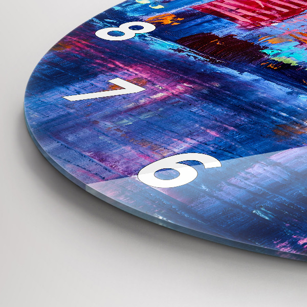 Kulaté skleněné hodiny s fotkou Abstraktní mrakodrapy