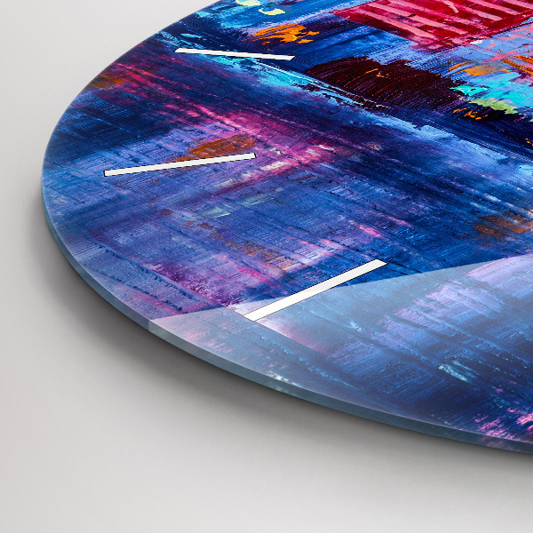 Kulaté skleněné hodiny s fotkou Abstraktní mrakodrapy