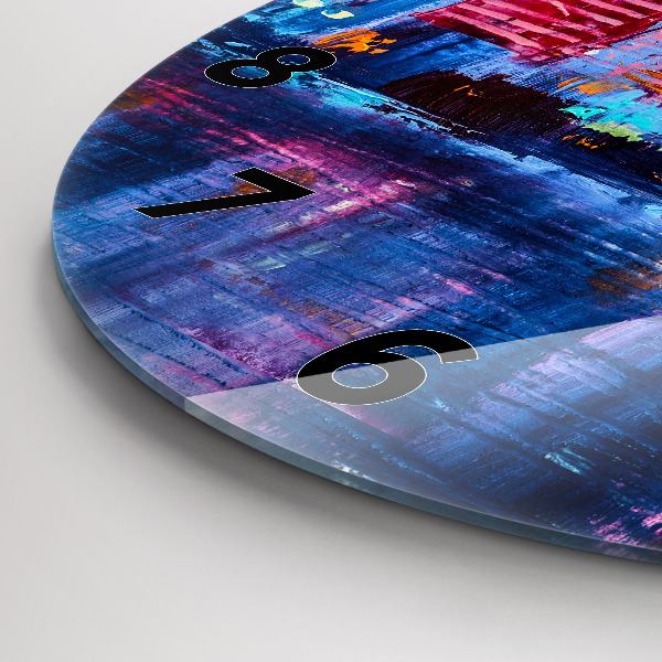 Kulaté skleněné hodiny s fotkou Abstraktní mrakodrapy