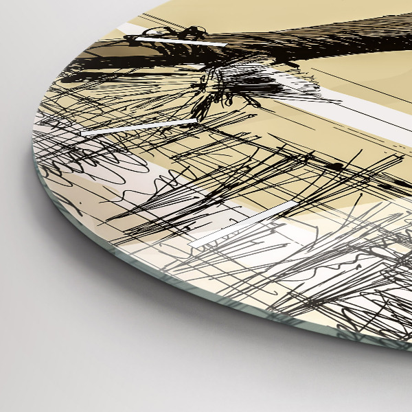 Kulaté skleněné hodiny s fotkou Žena sbírající rýži