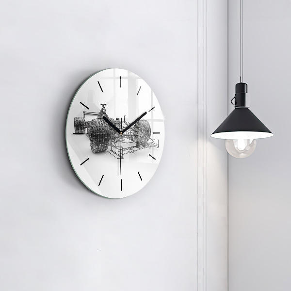 Kulaté skleněné hodiny s fotkou Konstrukce vozu F1