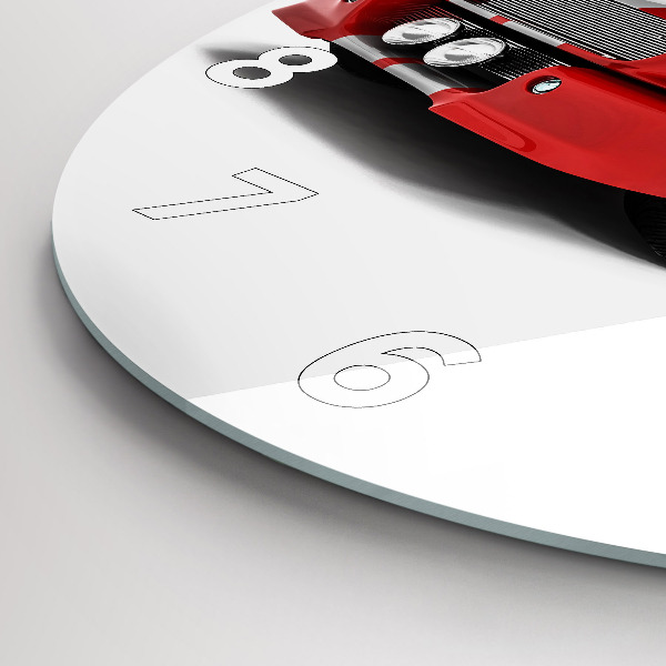 Kulaté skleněné hodiny s fotkou Sportovní auto