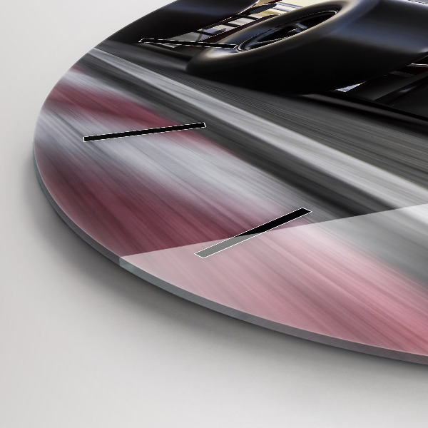 Kulaté skleněné hodiny s fotkou Sportovní závodní vůz