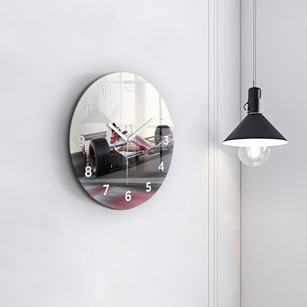 Kulaté skleněné hodiny s fotkou Sportovní závodní vůz