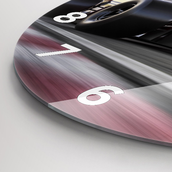 Kulaté skleněné hodiny s fotkou Sportovní závodní vůz