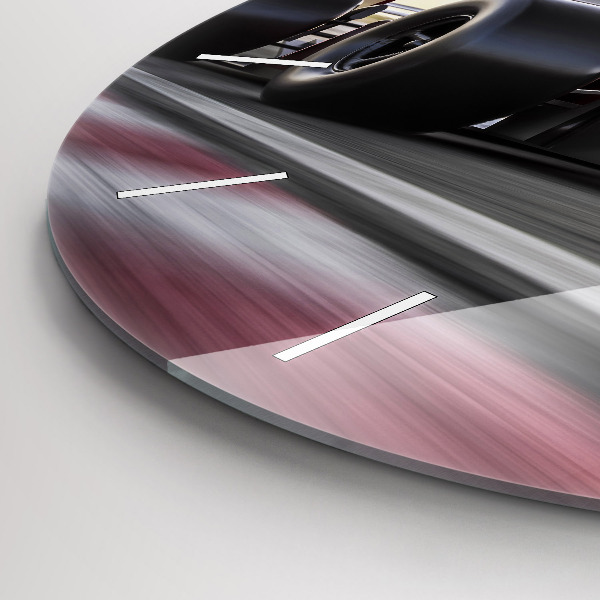 Kulaté skleněné hodiny s fotkou Sportovní závodní vůz