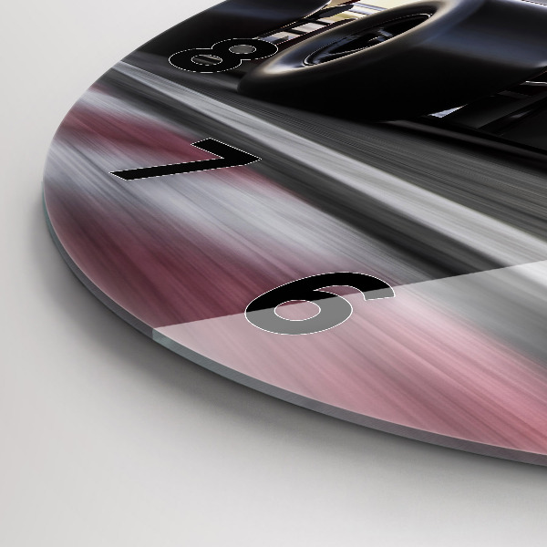 Kulaté skleněné hodiny s fotkou Sportovní závodní vůz