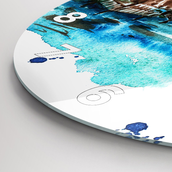 Kulaté skleněné hodiny s fotkou Obrázek opuštěný ostrov