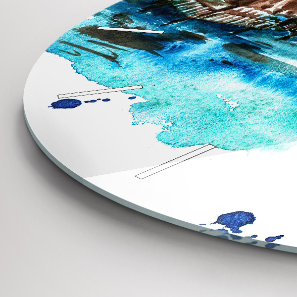 Kulaté skleněné hodiny s fotkou Obrázek opuštěný ostrov