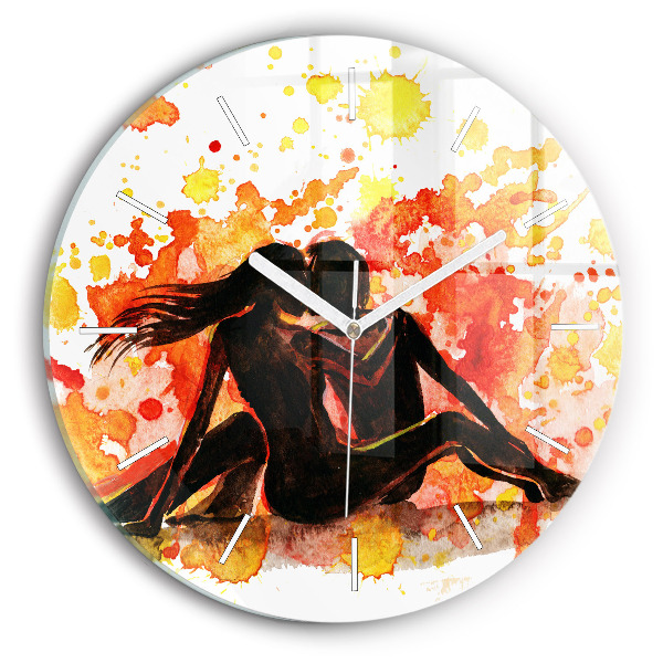 Kulaté skleněné hodiny s fotkou Láska a zamilovaný pár