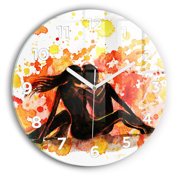 Kulaté skleněné hodiny s fotkou Láska a zamilovaný pár