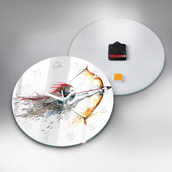 Kulaté skleněné hodiny s fotkou Bojovník na lovu