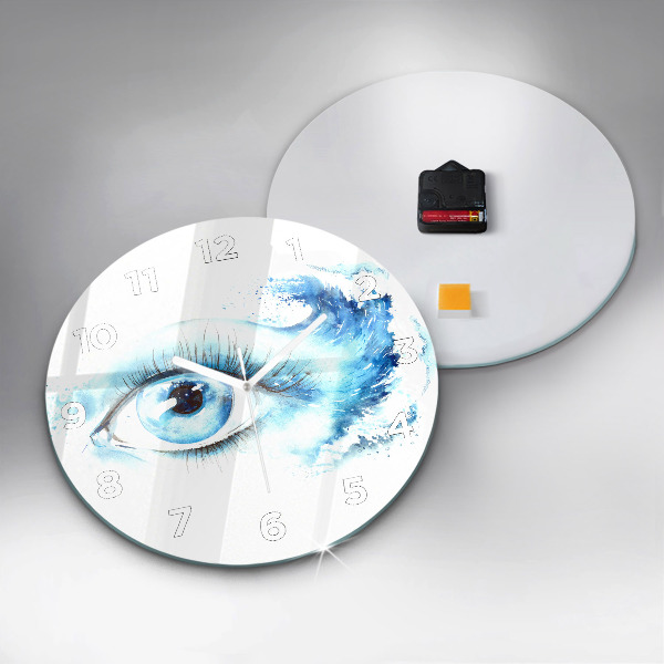 Kulaté skleněné hodiny s fotkou Mořské oko