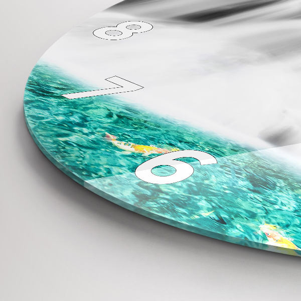 Kulaté skleněné hodiny s fotkou Vodopád v Thajsku