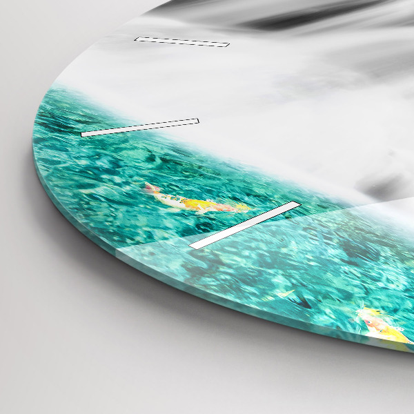 Kulaté skleněné hodiny s fotkou Vodopád v Thajsku