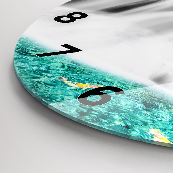 Kulaté skleněné hodiny s fotkou Vodopád v Thajsku